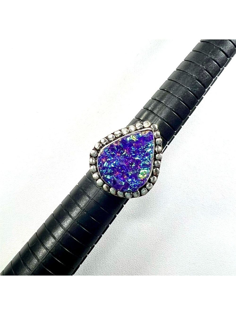 Titanium Druzy 925 Gemstone Ring size 8.25